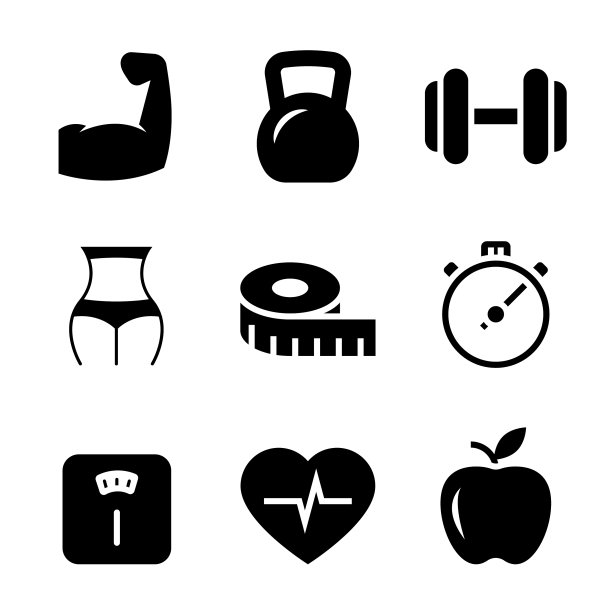 健身黑色图标上的白色背景图片下载