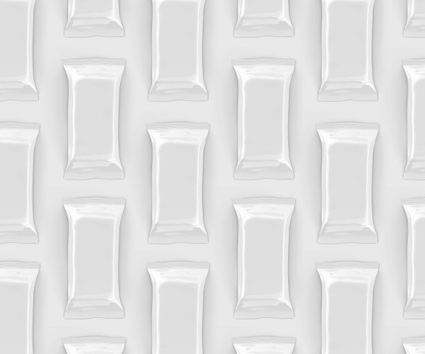 白色巧克力棒包装模型，空白塑料糖果容器，3D渲染隔离在光背景图片下载