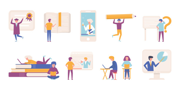 学习的人，教育毕业的人，学习的人，男人，女人set vec图片下载