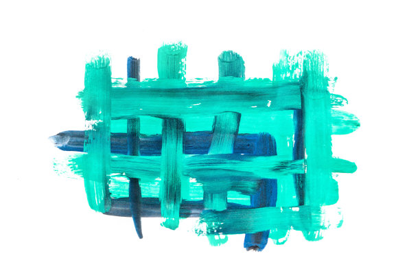 蓝色水彩笔触模式孤立的白色背景图片下载