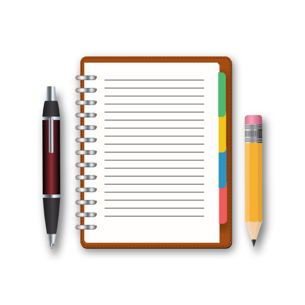 空白笔记本上用钢笔和铅笔分开一个图片下载