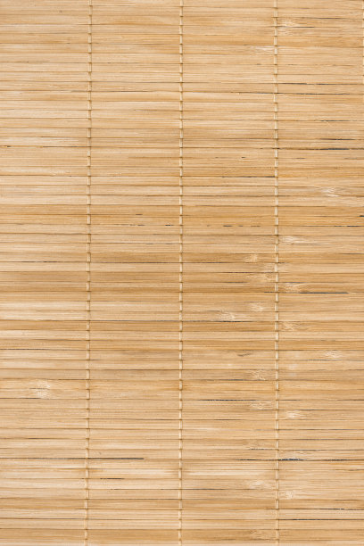全框背景天然竹木板，木条纹理。照片上有许多米黄色的木板。图片下载