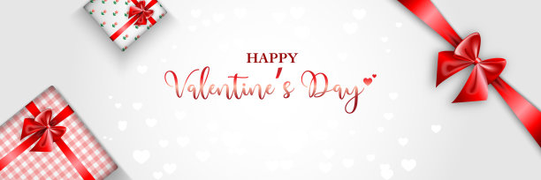 情人节礼物盒和红丝带图片下载