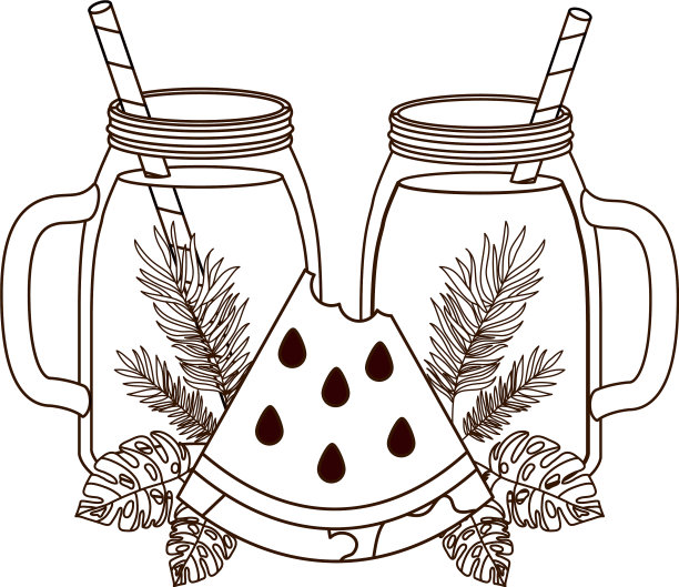 杯子里有西瓜和吸管饮料图片下载