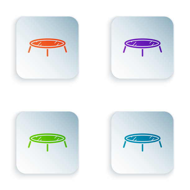彩色跳跃蹦床图标孤立在白色图片下载