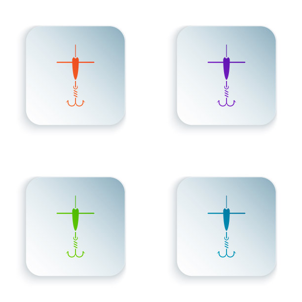 颜色钓鱼钩和浮动图标隔离图片下载
