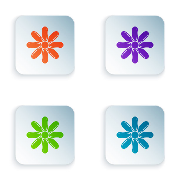 彩色花图标孤立在白色背景图片下载