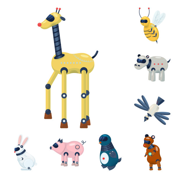 孤立的物体机器人和控制标志集图片下载