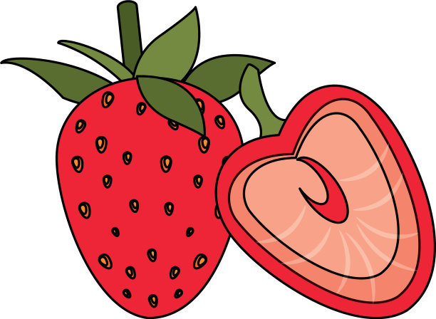 草莓半切新鲜水果健康食品图片下载