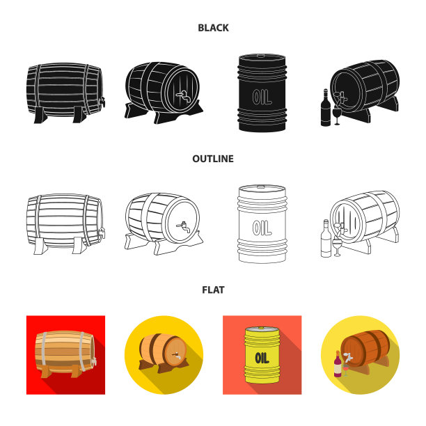 孤立物体桶和啤酒标志的集合图片下载
