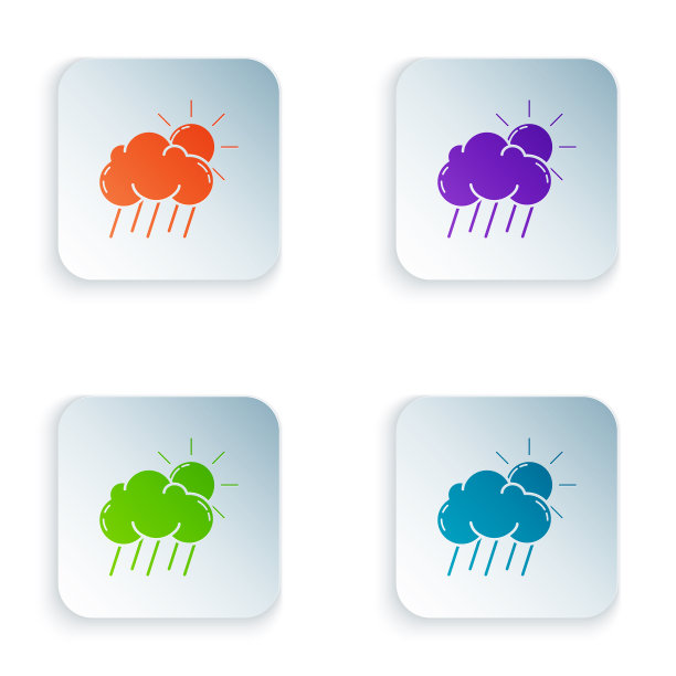 彩云与雨和太阳的图标隔绝图片下载