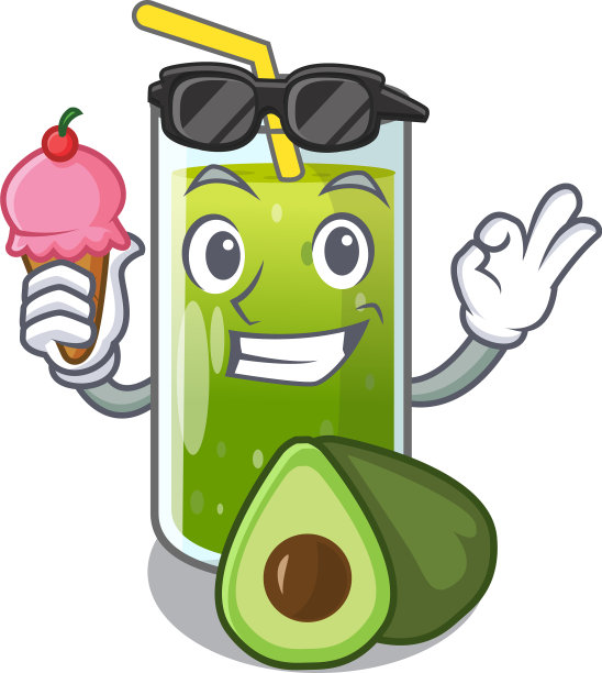 还有冰淇淋鳄梨冰沙在木制卡通上图片下载