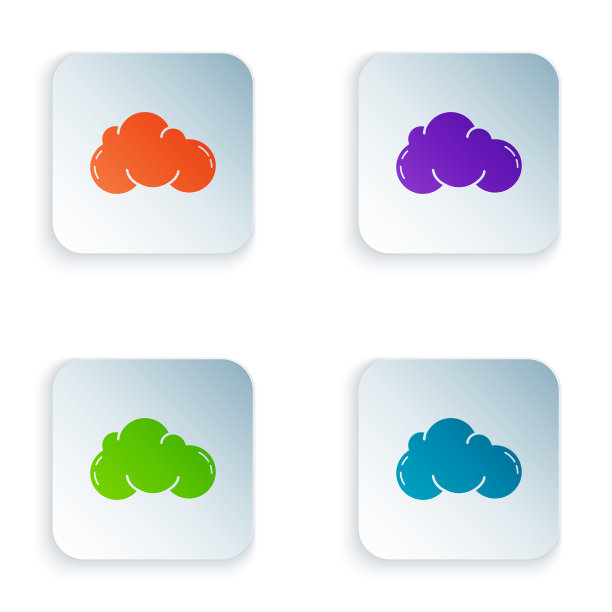 彩色云图标孤立在白色背景设置图片下载
