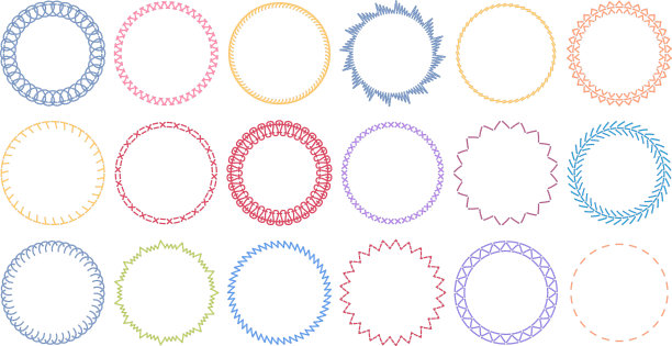 缝纫圆形框架绣花边界图片下载