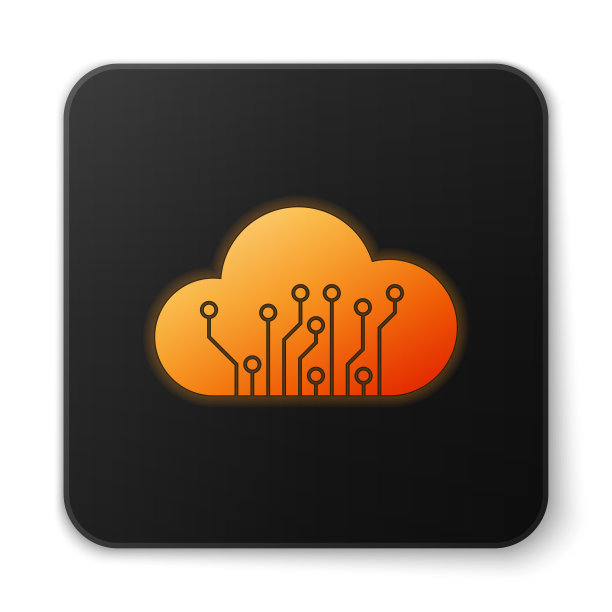 橙色发光的互联网事物图标孤立图片下载