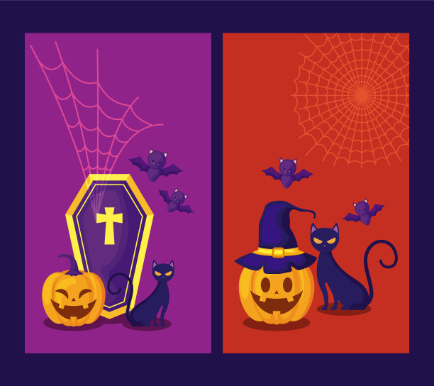 设置卡片与南瓜和图标万圣节图片下载