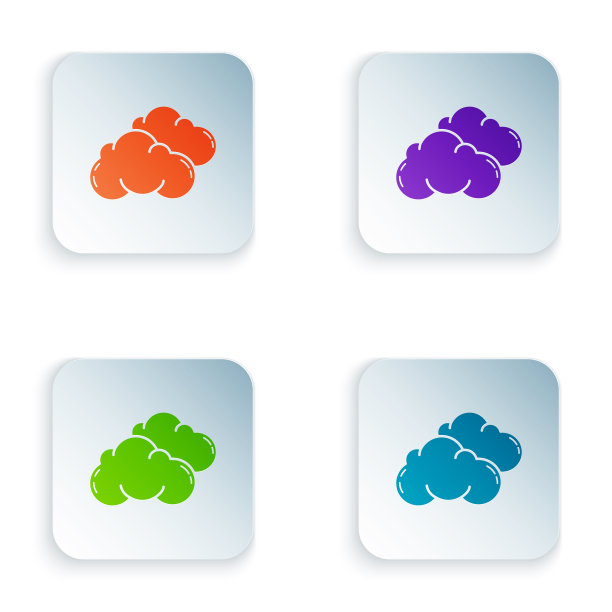 彩色云图标孤立在白色背景设置图片下载