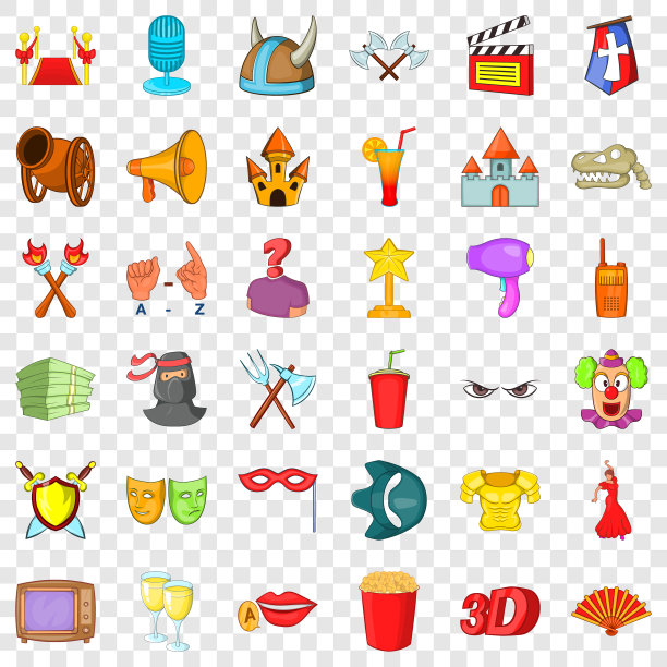 文化图标设置卡通风格图片下载