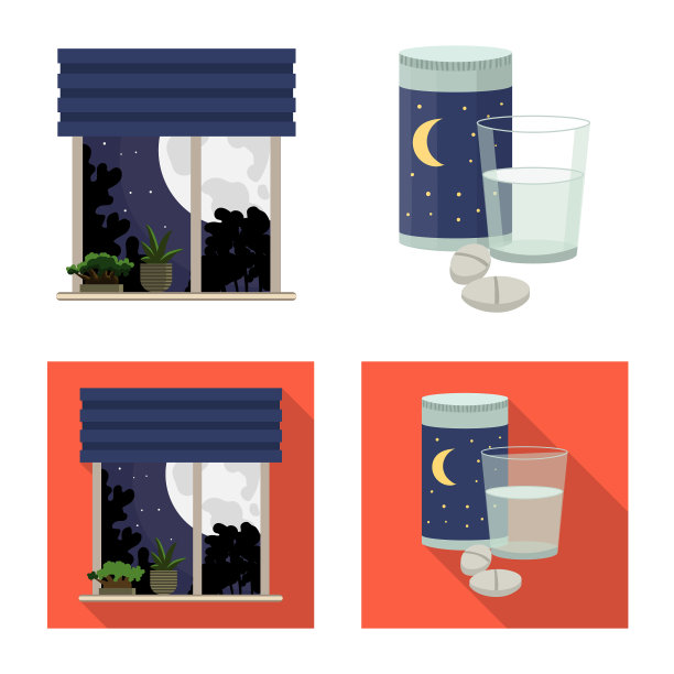 孤立的对象梦和夜的图标集图片下载