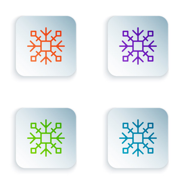 颜色雪花图标孤立在白色背景图片下载