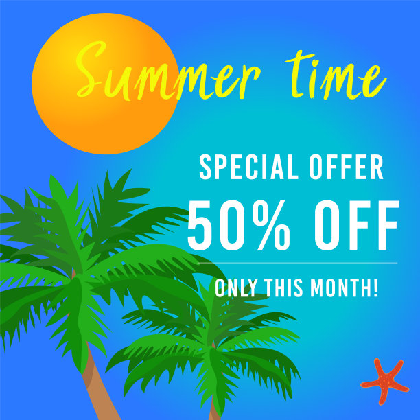 棕榈太阳和海星图片下载