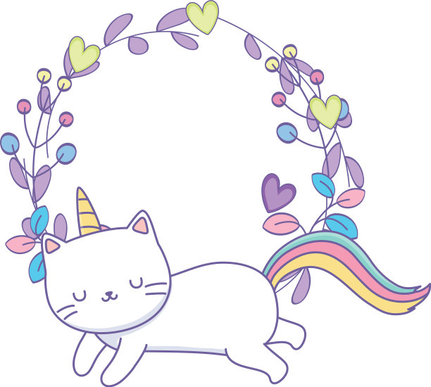 独角兽猫卡通设计图片下载