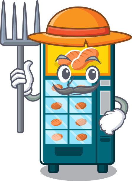 农民面包店自动售货机孤立卡通图片下载