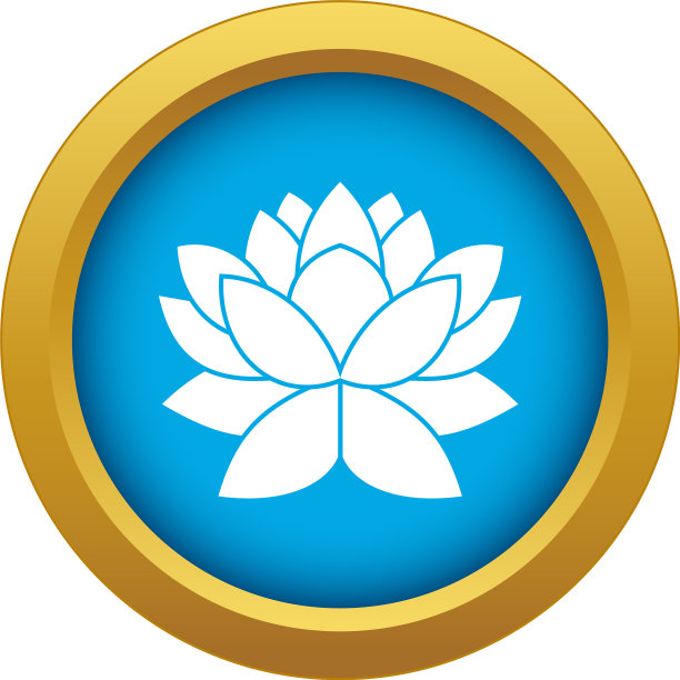 荷花图标蓝色孤立图片下载