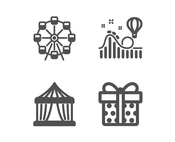 过山车、马戏团帐篷和摩天轮图标图片下载