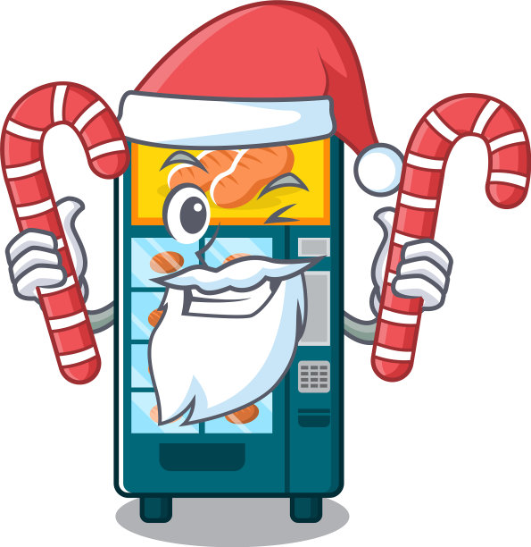 圣诞老人和糖果面包店的自动售货机图片下载