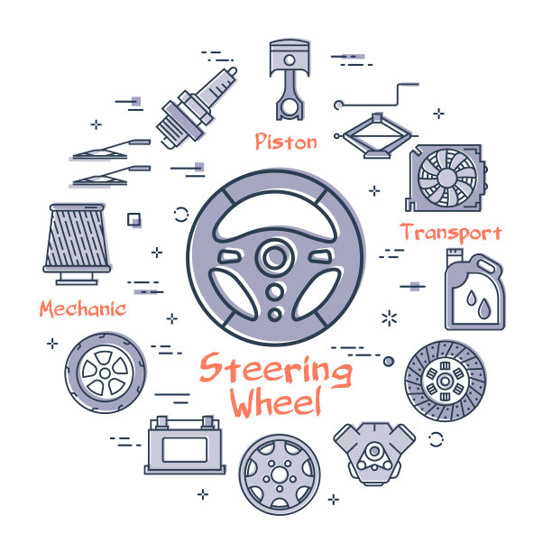 方向盘线性圆形旗帜图片下载