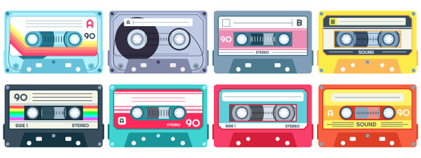 复古音乐卡带立体声DJ磁带90年代老式风格图片下载