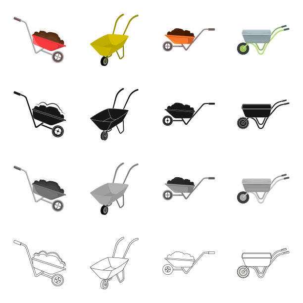 设计手推车和污垢图标图片下载