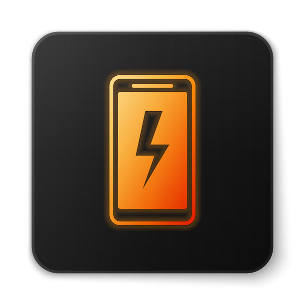 橙色发光的智能手机充电图标图片下载