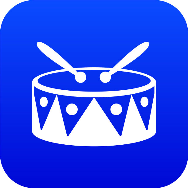 鼓和鼓槌图标数字蓝色图片下载