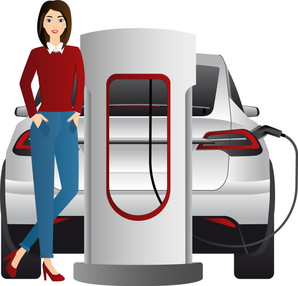 女人开电动汽车图片下载