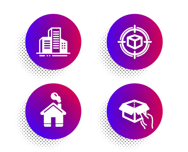 住宅建筑和包裹跟踪图标集图片下载