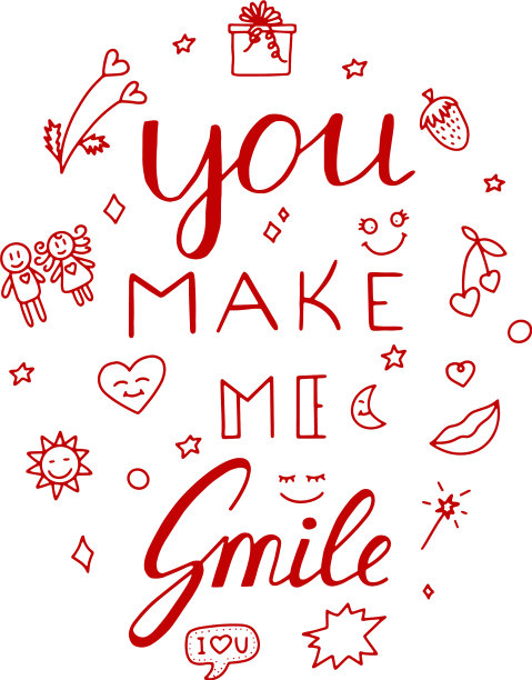 你让我微笑励志手绘涂鸦图片下载