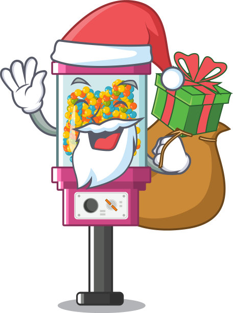 圣诞老人和糖果自动贩卖机上的礼物图片下载