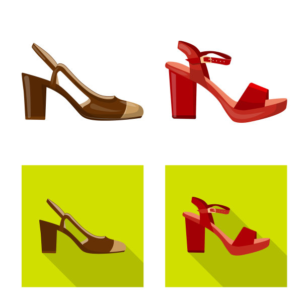 孤立对象鞋类和女子标志集图片下载