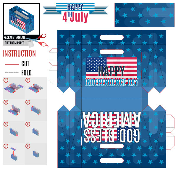 美国包装模板，印刷和旗帜图片下载