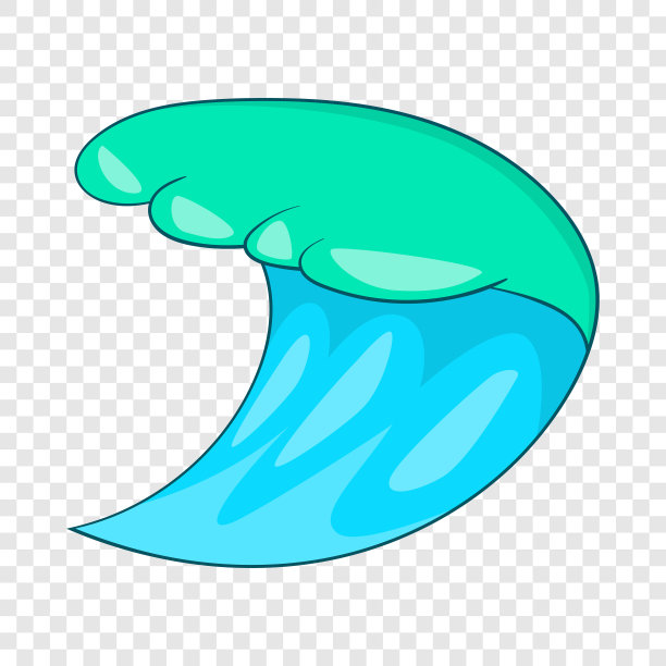 蓝色海浪图标卡通风格图片下载