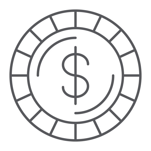 硬币细线图标：金融货币分币图片下载