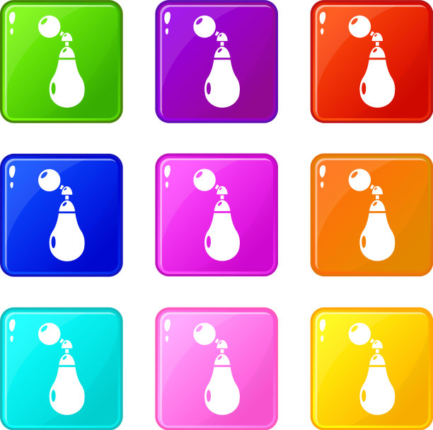 香水瓶巴黎图标集9种颜色的集合图片下载