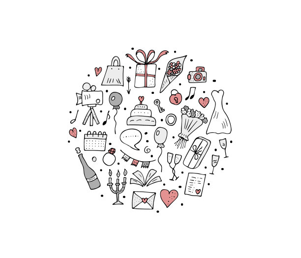 婚礼标志套装设计图片下载