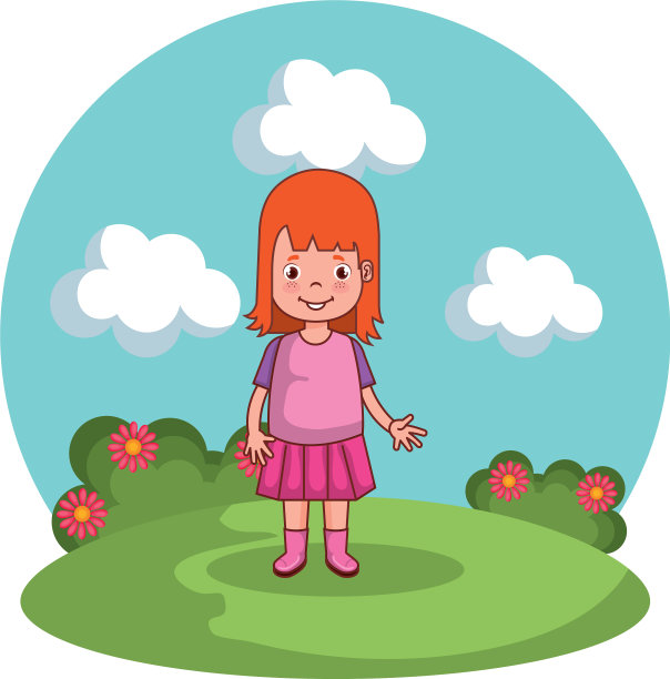 美丽的小女孩在公园玩图片下载