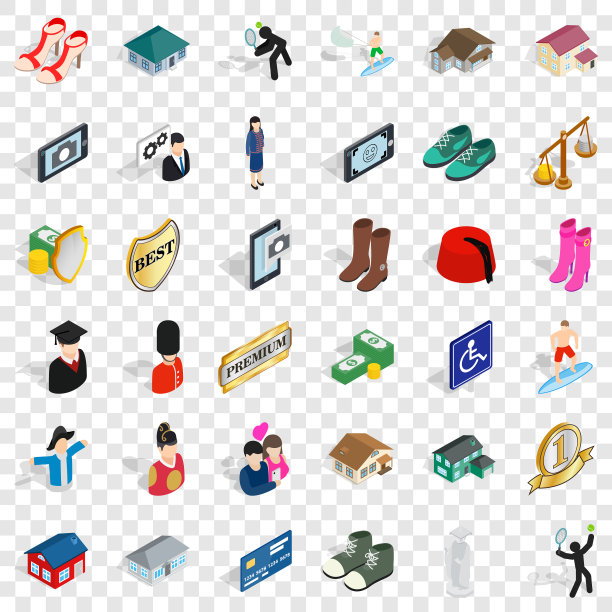 心形图标设置等距风格图片下载