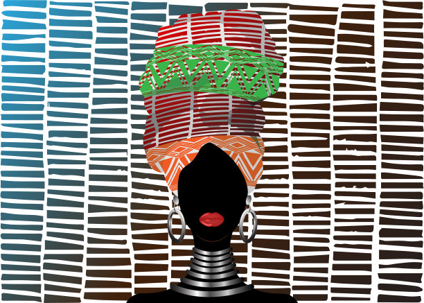 戴着条纹头巾的非洲妇女图片下载