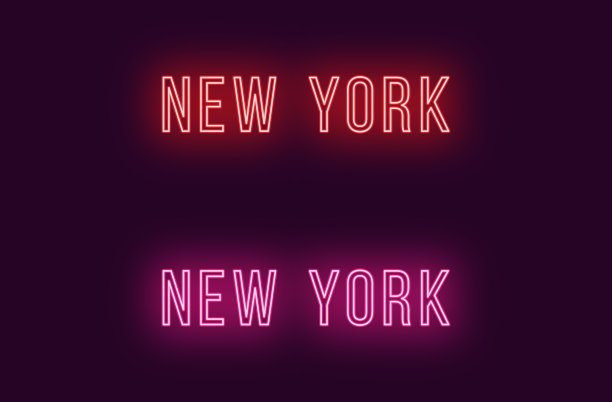 纽约在美国文本中的霓虹名称图片下载
