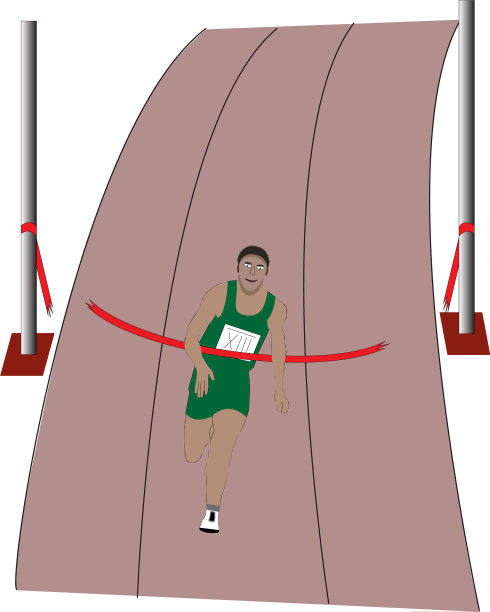 运动员赢得马拉松平地赛图片下载